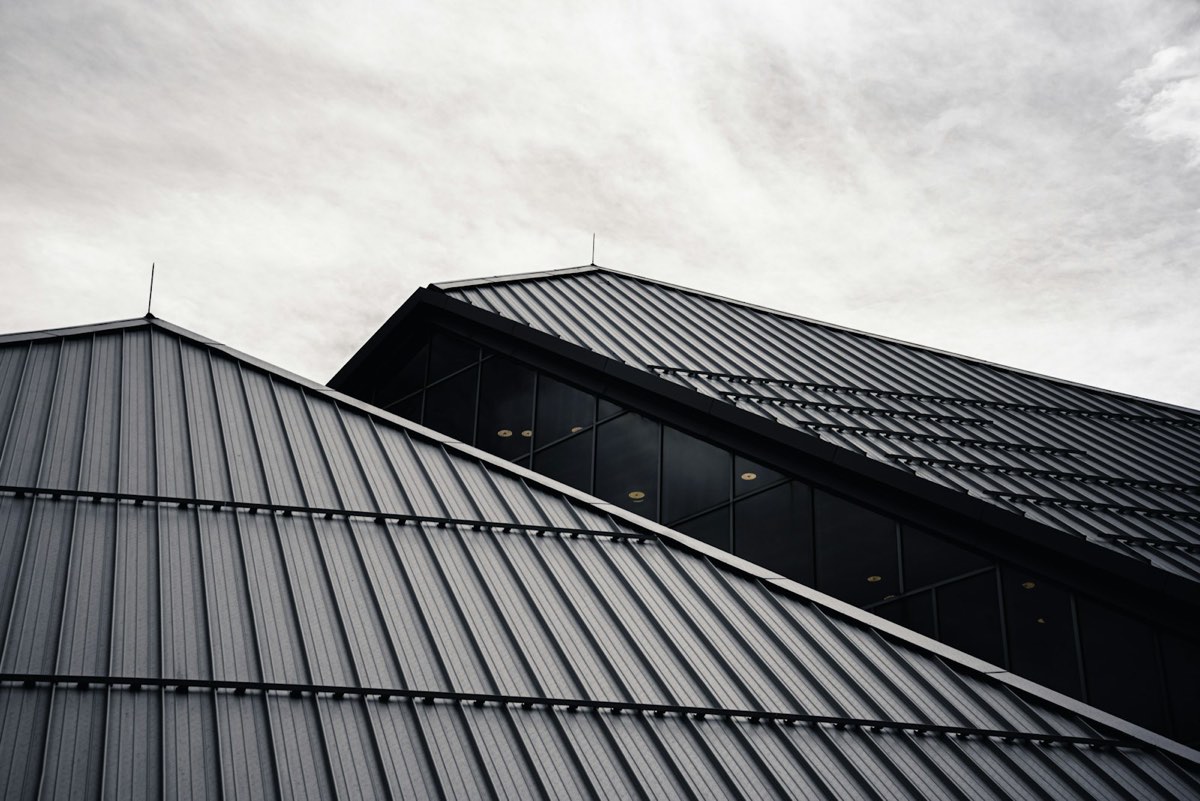 Modern standing seam metal roof detail